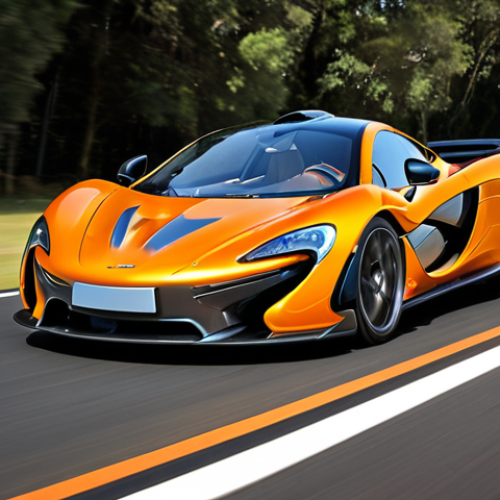 Home 4 A McLaren P1 hypercar in motion, depicted with a powerful and dynamic aesthetic, showcasing its extreme speed on an open road or track. The car should appear futuristic and cutting-edge, with a subtle, ethereal energy glow around it, symbolizing its advanced hybrid technology and surprising eco-consciousness. The background should be blurred to convey motion, hinting at both exhilarating performance and a responsible future.