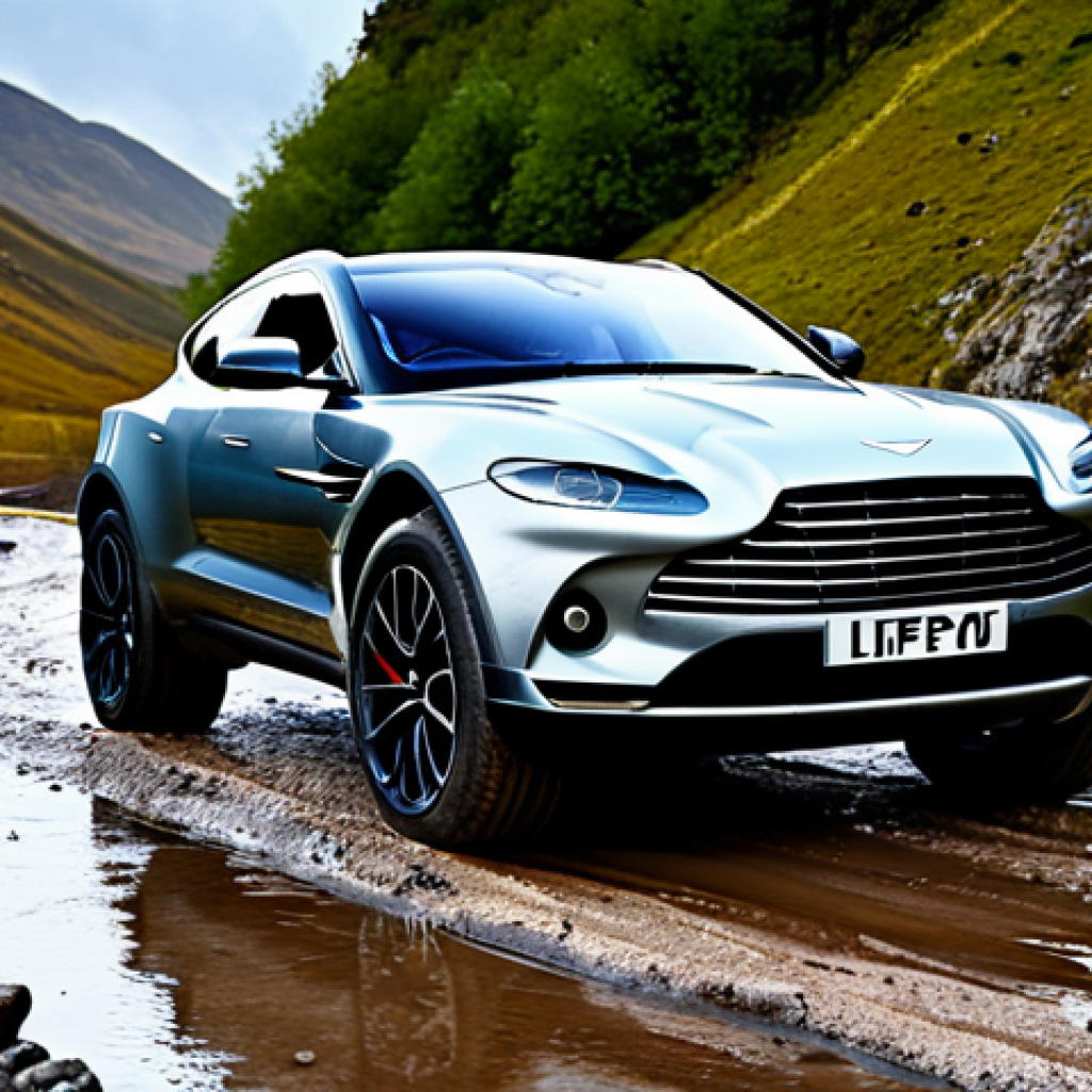 Luxurious Off-Roading**

"An Aston Martin DBX, fully clothed in mud, confidently traversing a rocky mountain path, appropriate attire, safe for work, perfect anatomy, correct proportions, natural pose, professional off-road photography, high quality, family-friendly."

**
